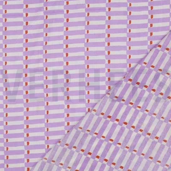 COTON IMPRIMÉ BLOCK FAIT MAIN GÉOMÉTRIQUE LILAS #7
