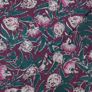 HANDGEMAAKTE BLOKPRINT KATOEN BLOEMEN AUBERGINE (thumbnail) #4