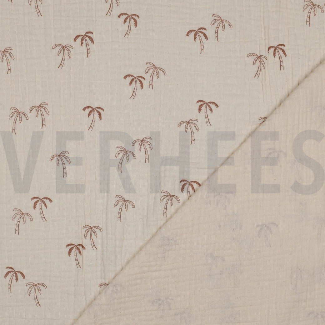 DOUBLE GAUZE GOTS NATURAL PALMTREES NATURAL #7