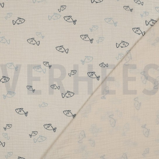 DOUBLE GAUZE GOTS NATURAL FISH NATURAL #7