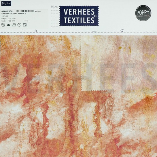 CANVAS DIGITAL MARBLE SALMON/GOLD #7