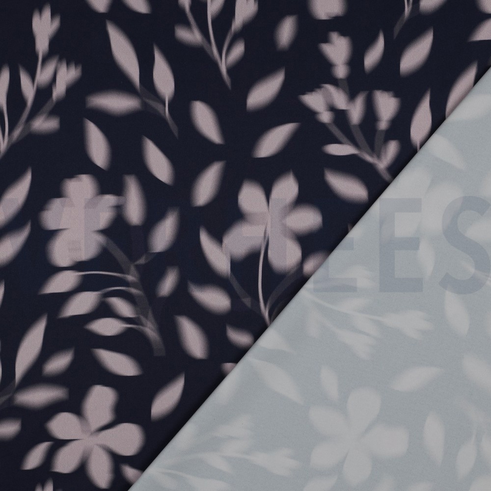 ROYAL MICRO SATIN DIGITAL BLUMEN MARINEBLAU #7