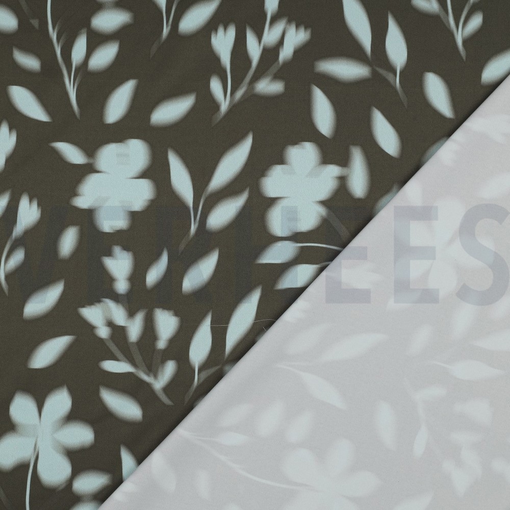 ROYAL MICRO SATIN DIGITAL FLOWERS ARMY GREEN #7