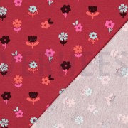 JERSEY GAUFRÉ FLEURS ROUGE FONCÉ (thumbnail) #4