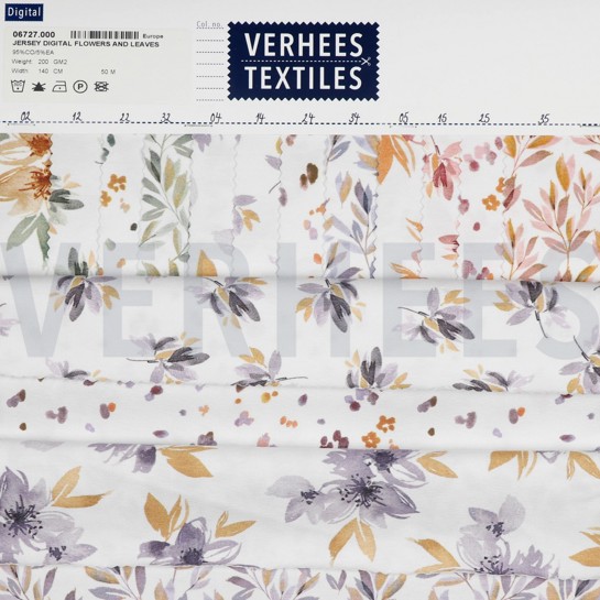 JERSEY DIGITAL BLUMEN UND BLÄTTER WEISS/GRÜN #7