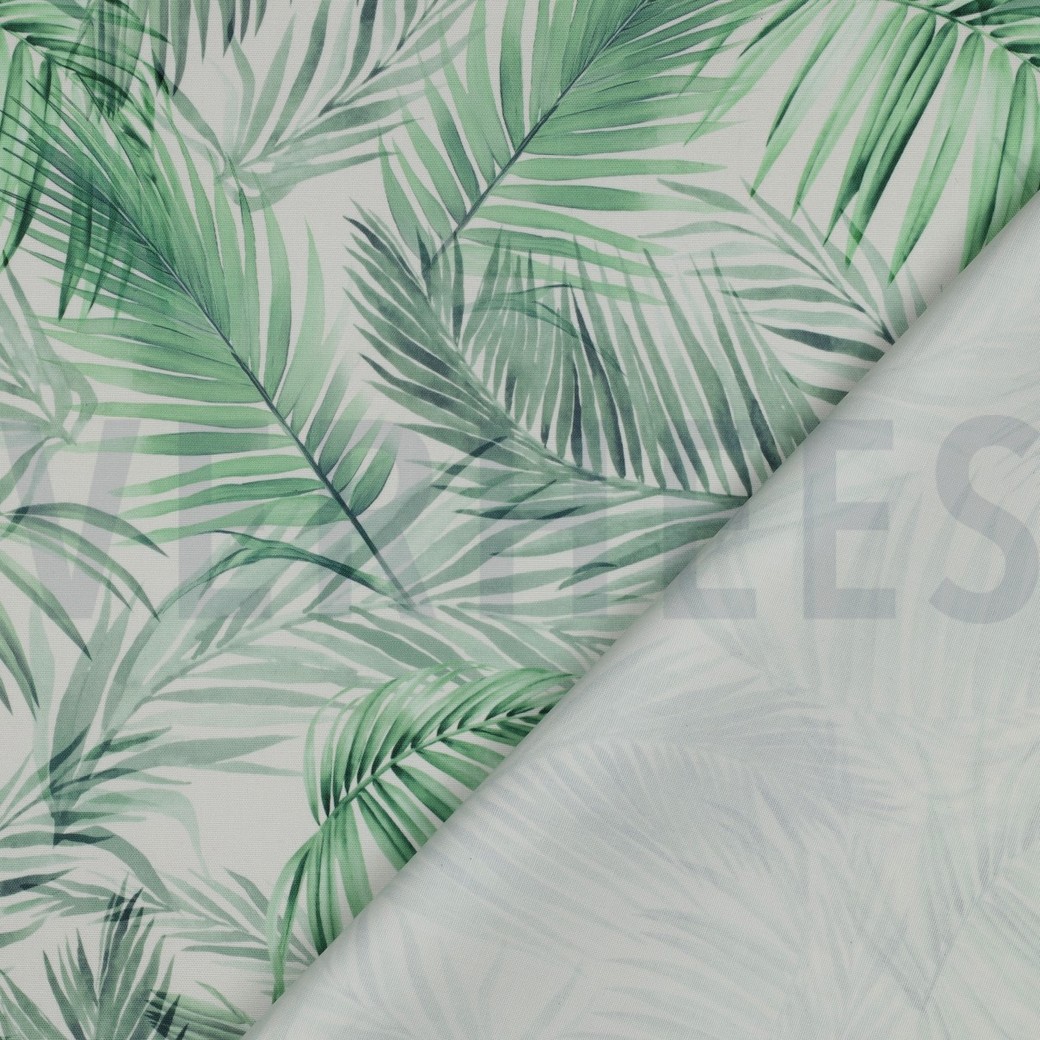 TABLECLOTH DIGITAL WATER REPELLENT LEAVES WHITE #7