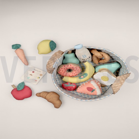 POPELINE DE COTON DIGITAL PANNEAU MARCHÉ FERMIER BLEU CLAIR #7