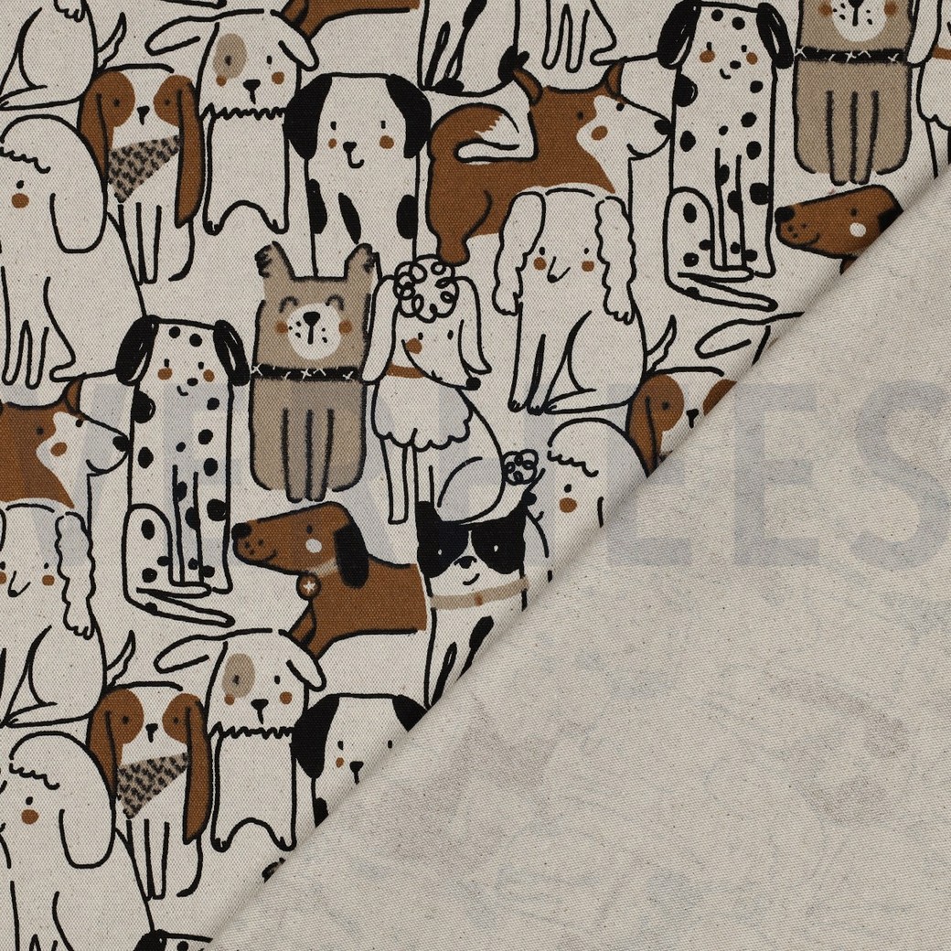 CANVAS LINEN LOOK DOGS NATURAL #7