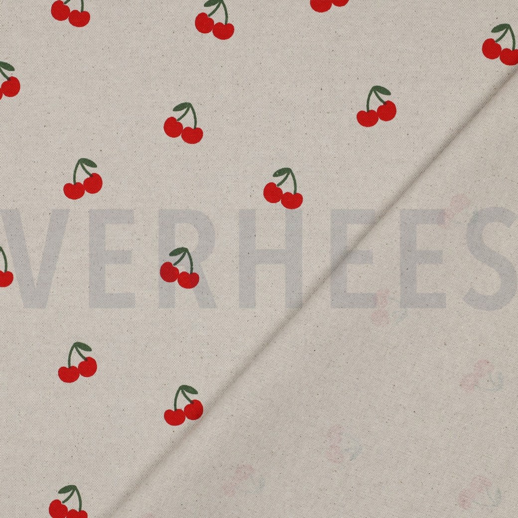 CANVAS LINEN LOOK CHERRIES NATURAL #7