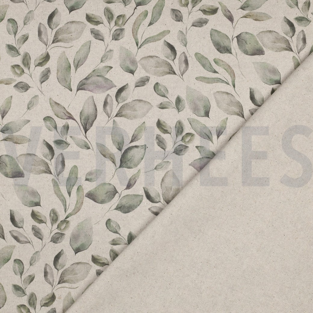 CANVAS LINEN LOOK DIGITAL LEAVES NATURAL #7