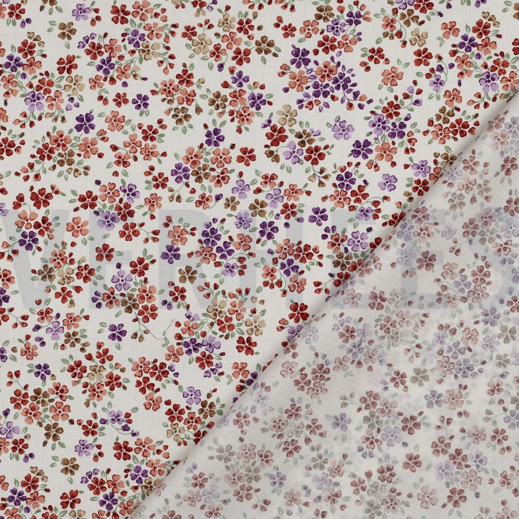 FINE POPLIN DIGITAL FLOWERS OFF WHITE #7