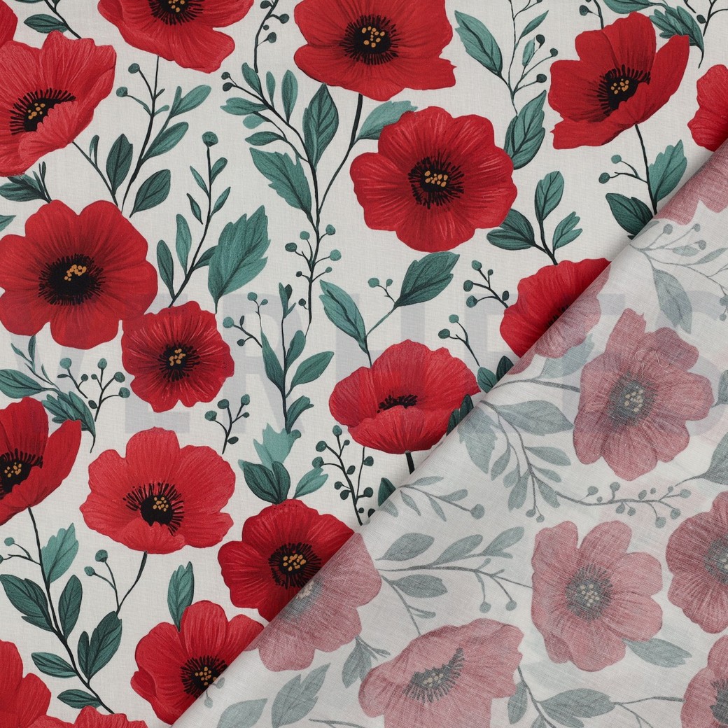 FINE POPLIN DIGITAL FLOWERS OFF WHITE #7