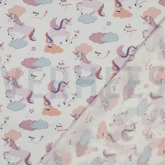 KATOENEN POPLIN EENHOORNS WIT #7