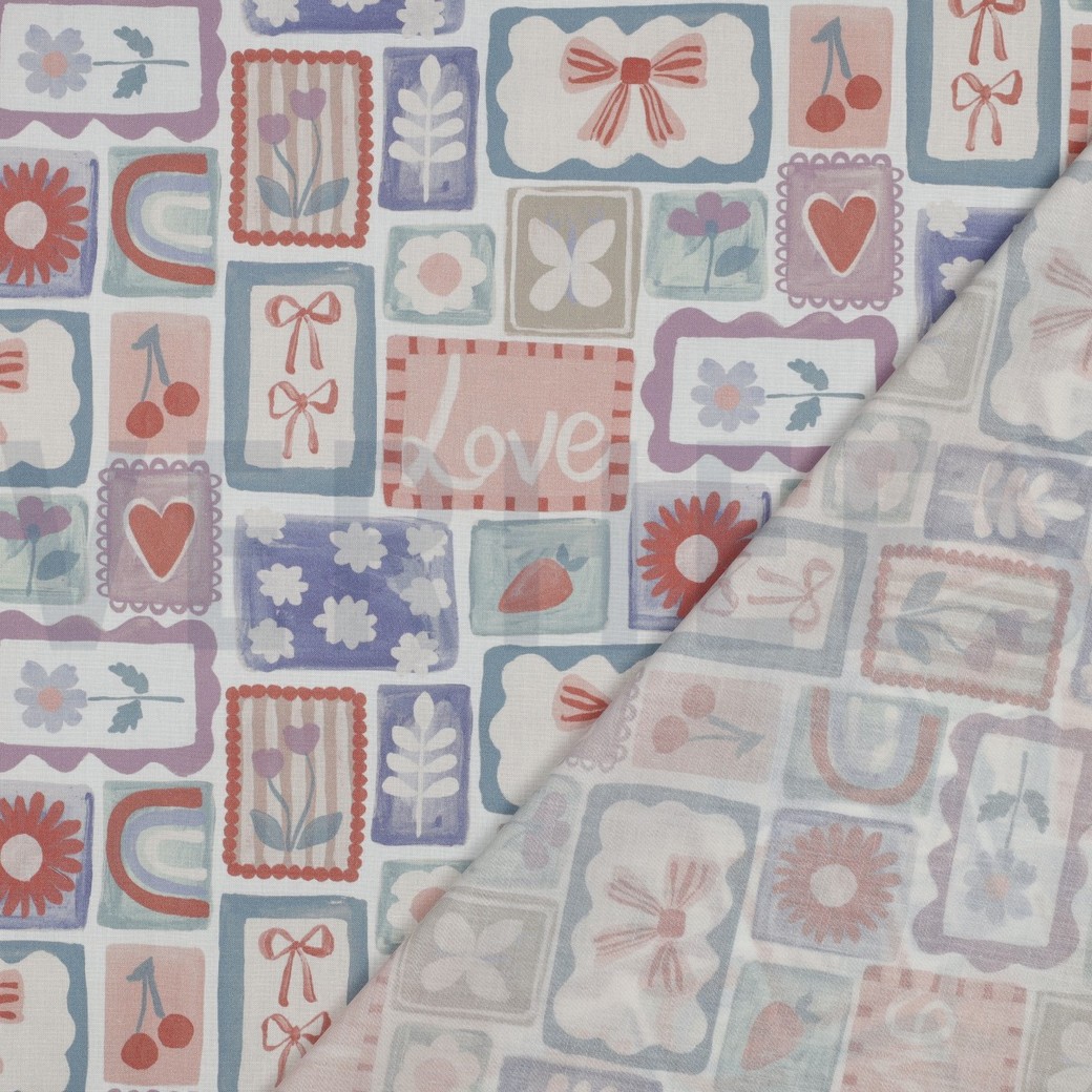 FIJNGEWEVEN KATOENEN POPLIN DIGITAAL PATCHWORK MULTI #7