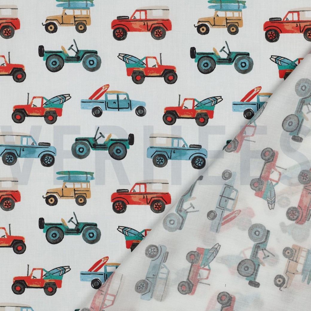 FINE POPLIN DIGITAL CARS WHITE #7