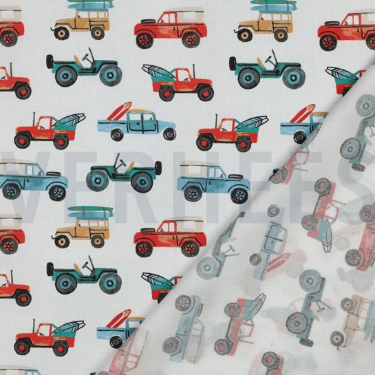 FINE POPLIN DIGITAL CARS WHITE #7