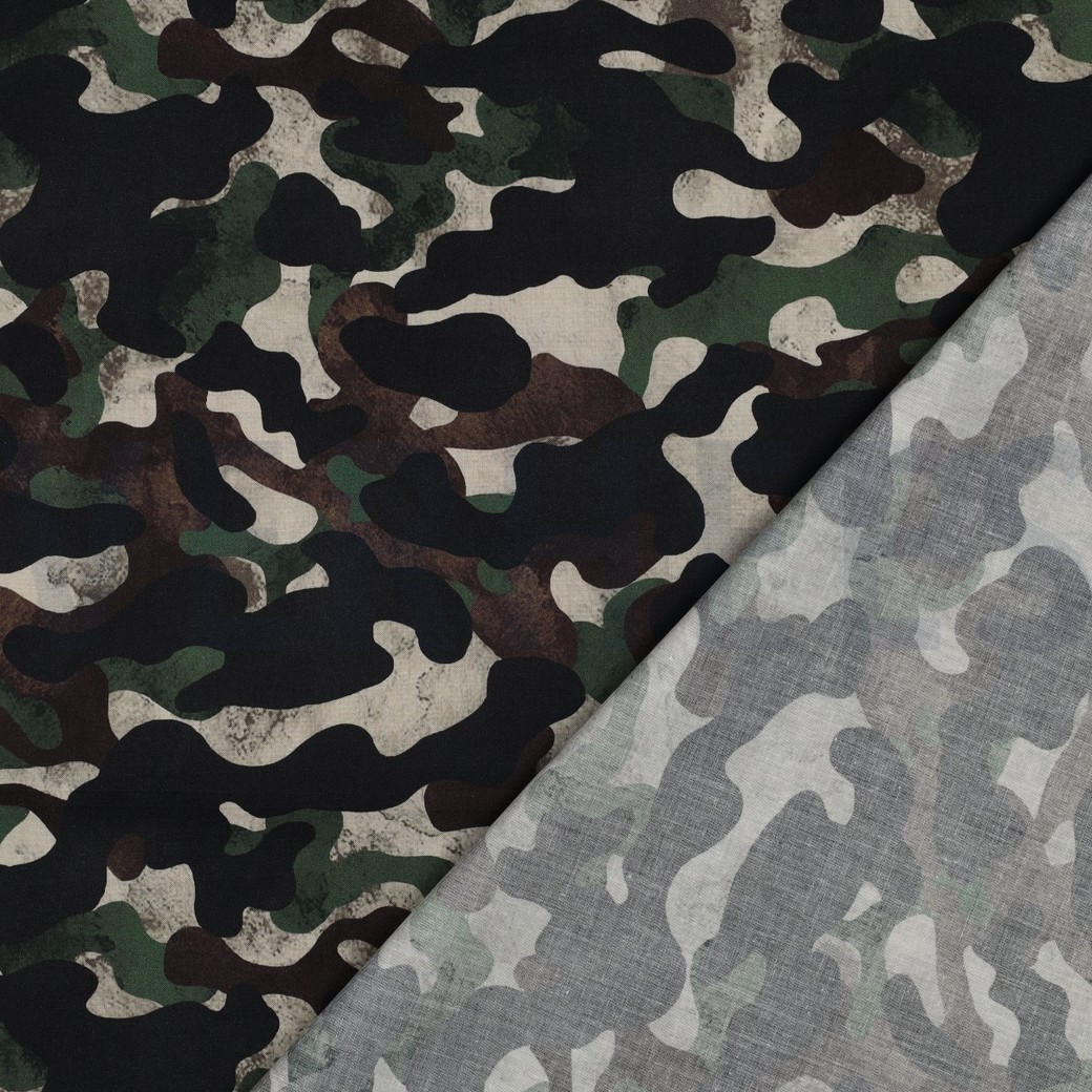POPELINE DE COTON TISSAGE FIN DIGITAL CAMOUFLAGE VERT #7