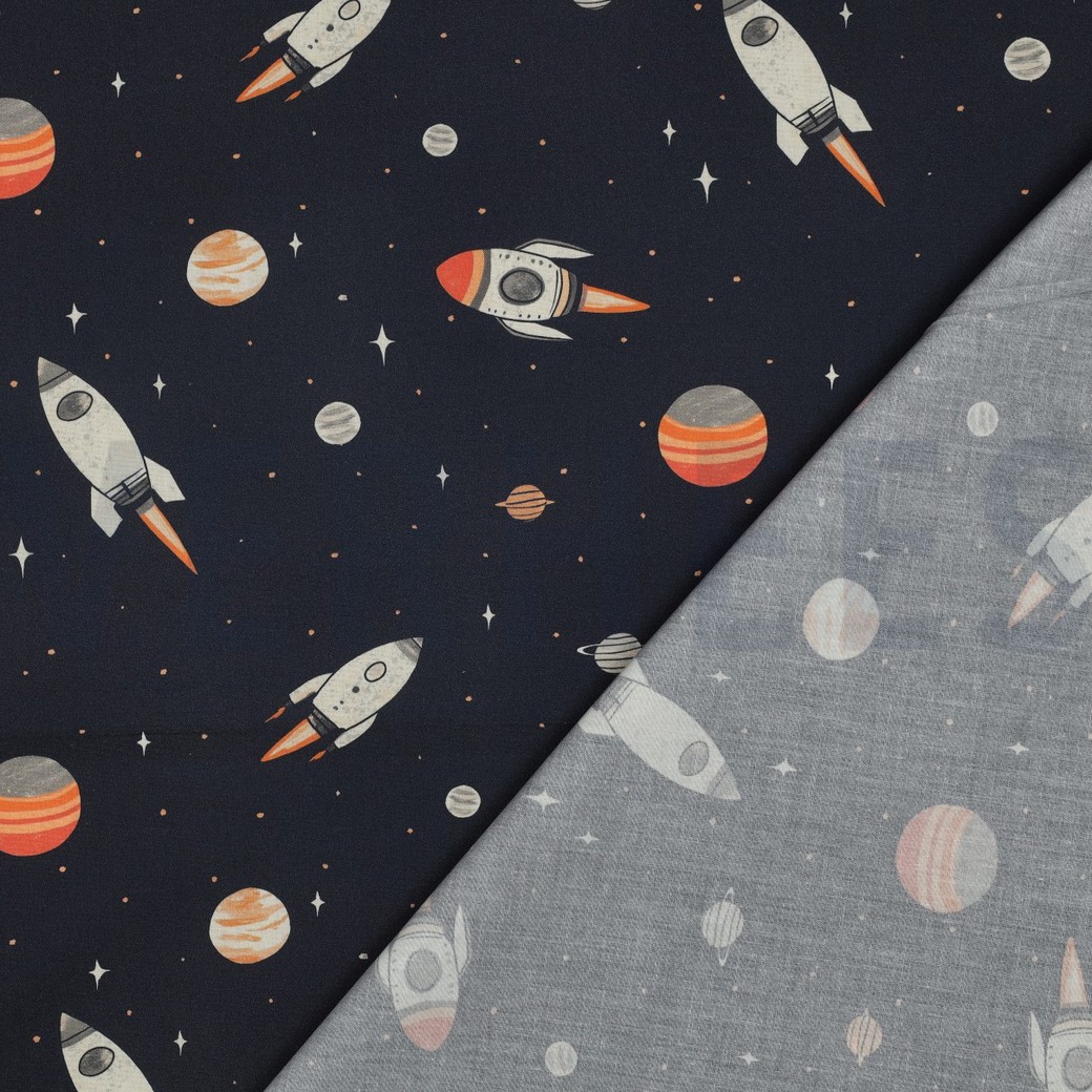 FINE POPLIN DIGITAL SPACE NAVY #7