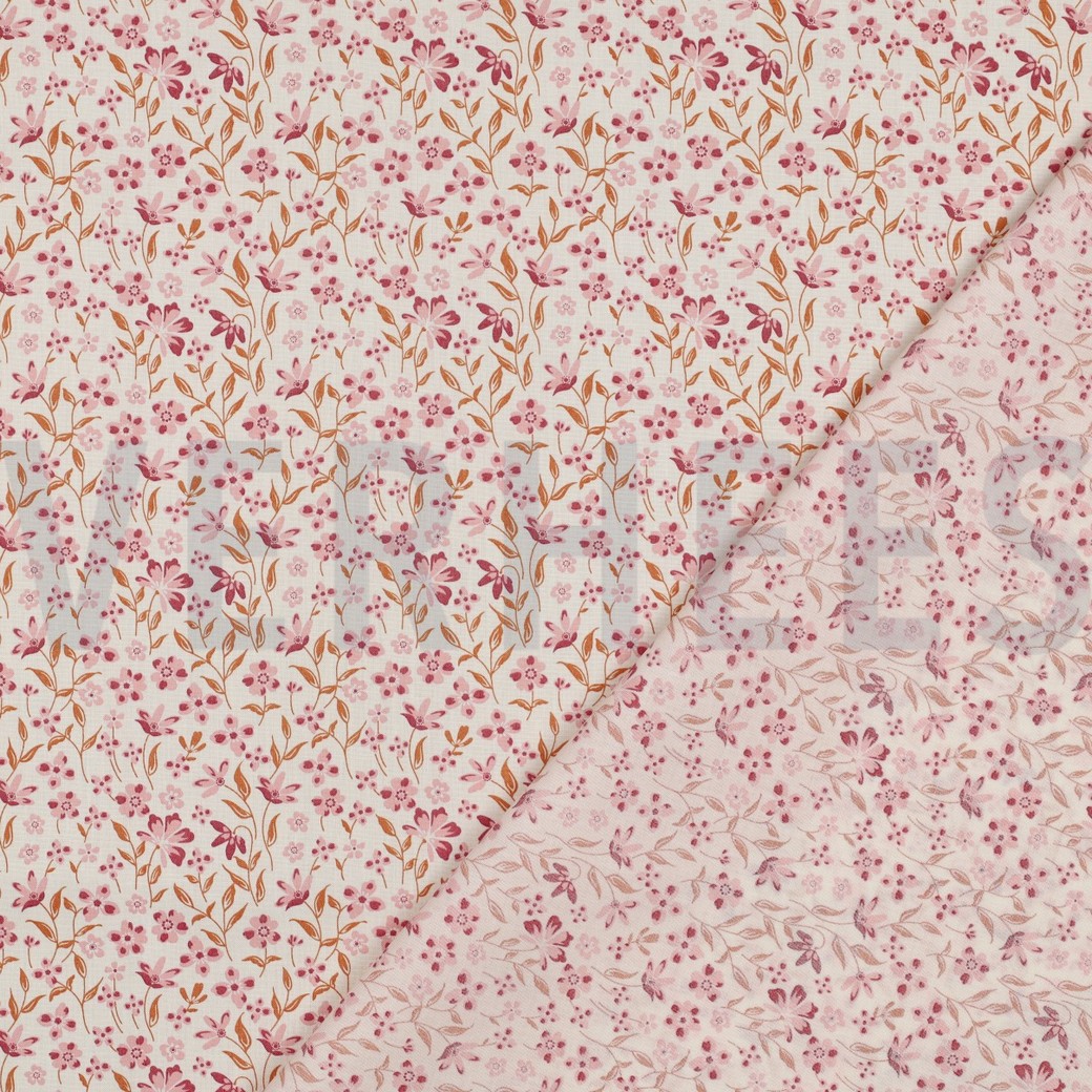 FINE POPLIN FLOWERS PINK #7