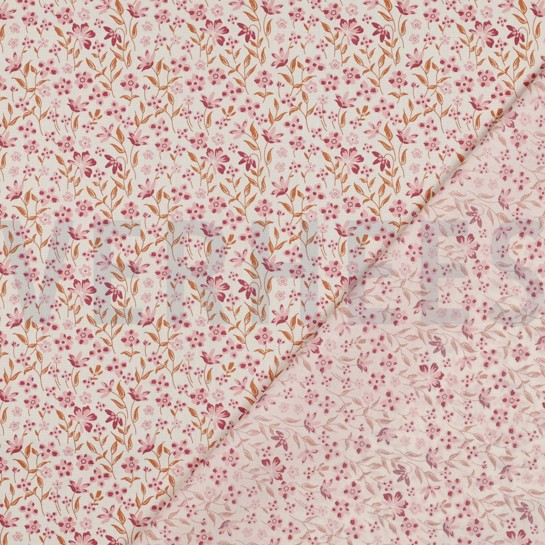 BAUMWOLLE POPELINE BLUMEN ROSA #7