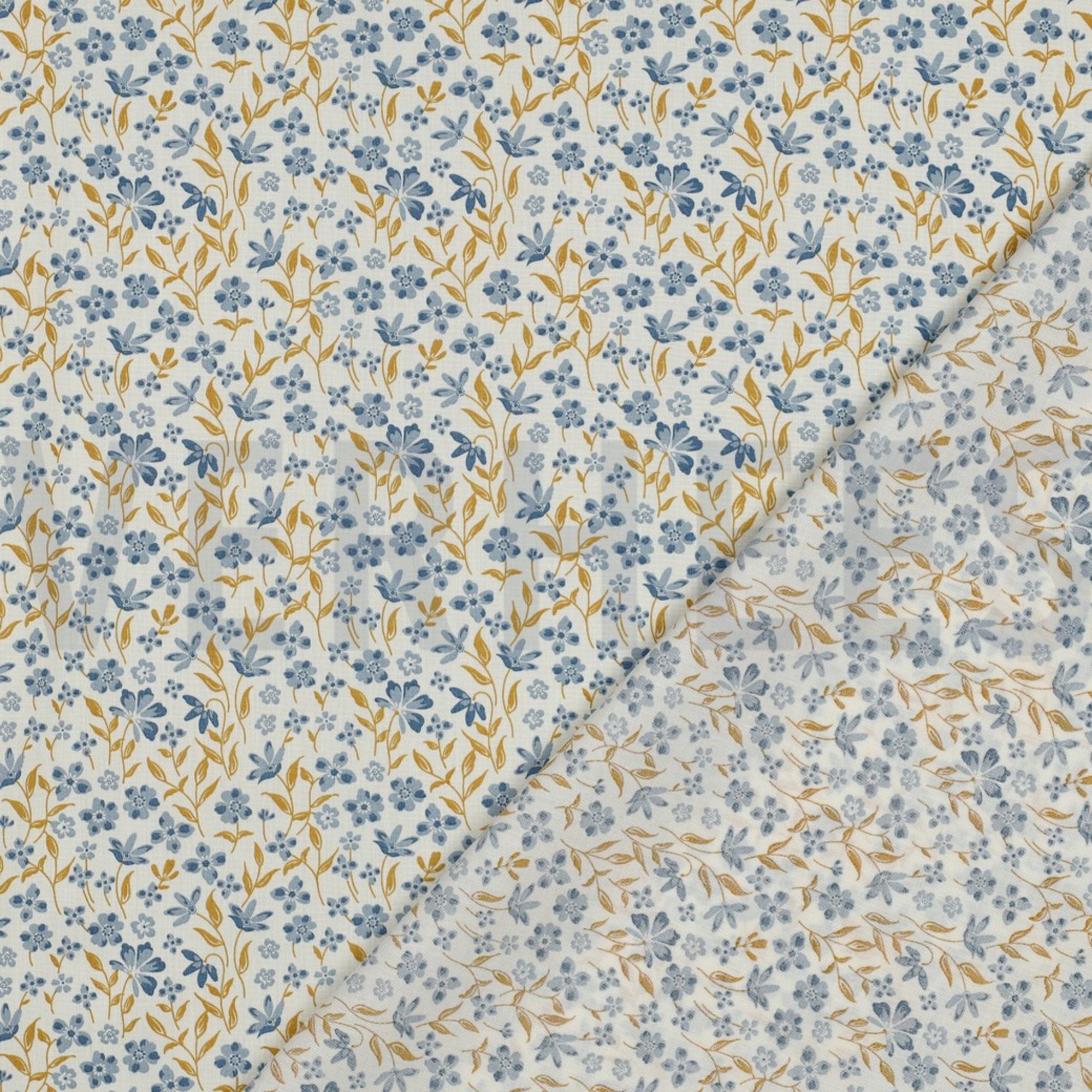 POPELINE DE COTON FLEURS BLEU (high resolution) #4