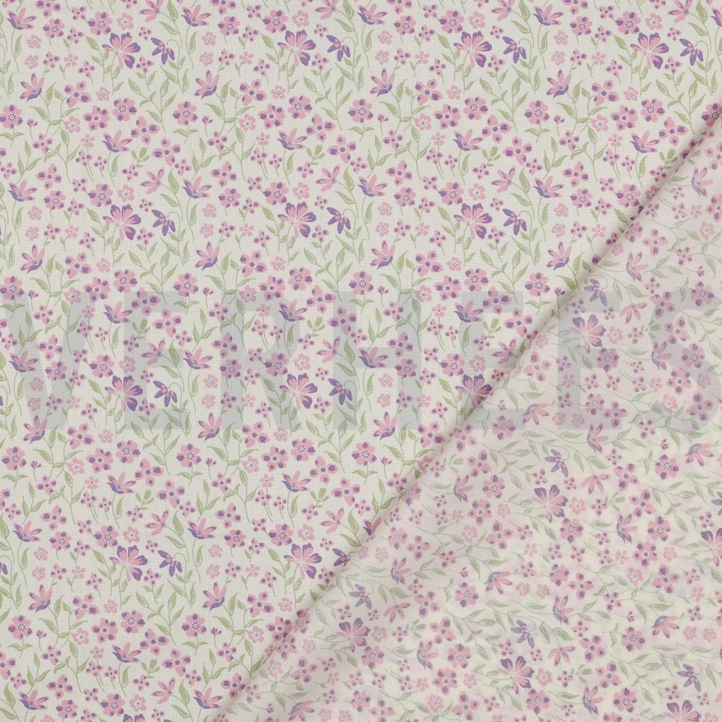 FINE POPLIN FLOWERS PURPLE #7