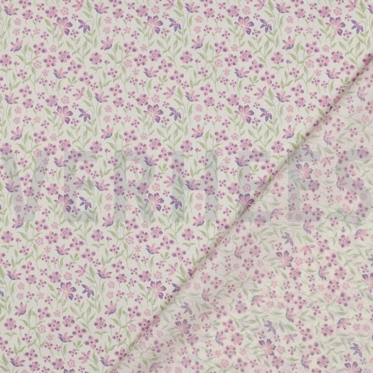BAUMWOLLE POPELINE BLUMEN LILA/VIOLETT #7