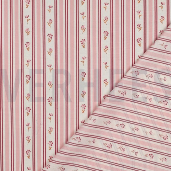 BAUMWOLLE POPELINE BLUMEN ROSA #7