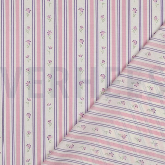 BAUMWOLLE POPELINE BLUMEN LILA/VIOLETT #7