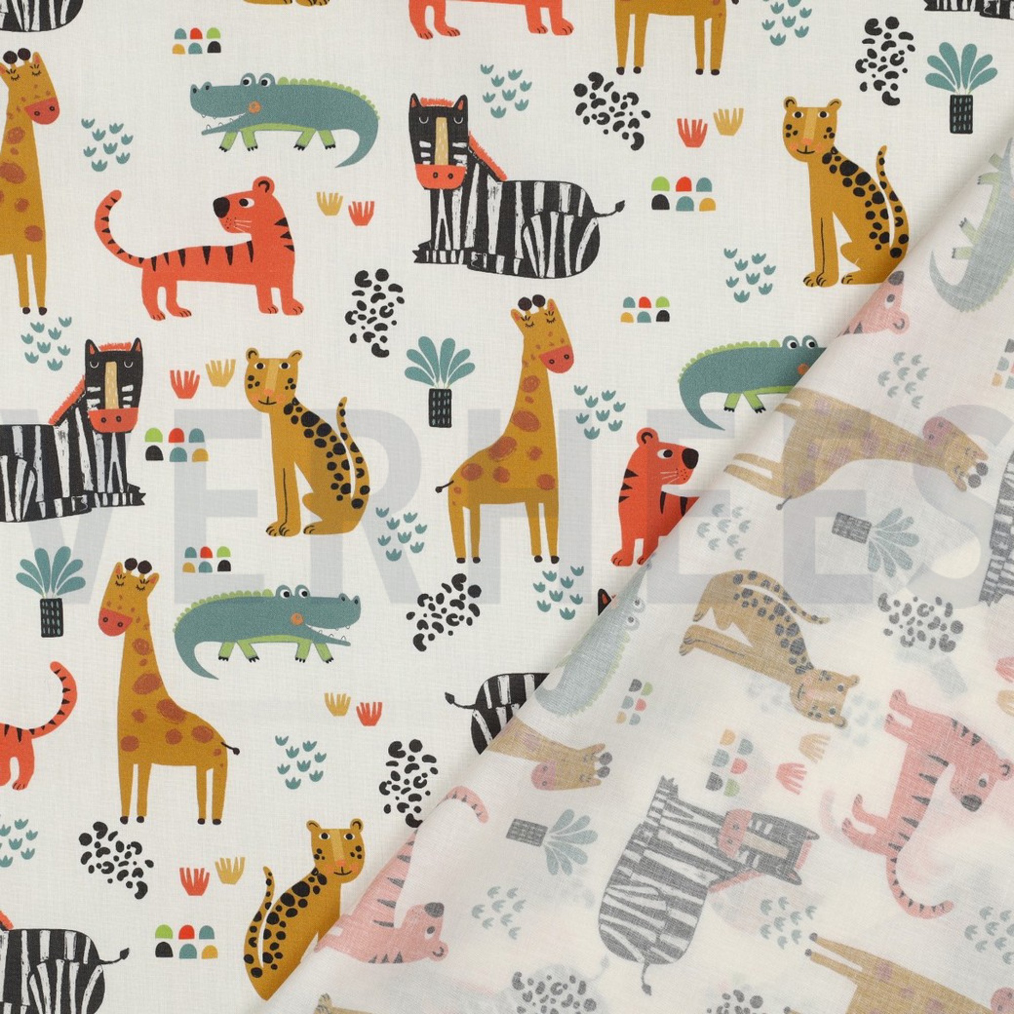 BAUMWOLLE POPELINE DIGITAL SAFARITIEREN GEBROCHEN WEISS (high resolution) #4