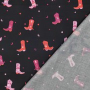 FEIN GEWEBTE BAUMWOLLPOPELINE COWBOYSTIEFEL SCHWARZ (thumbnail) #4