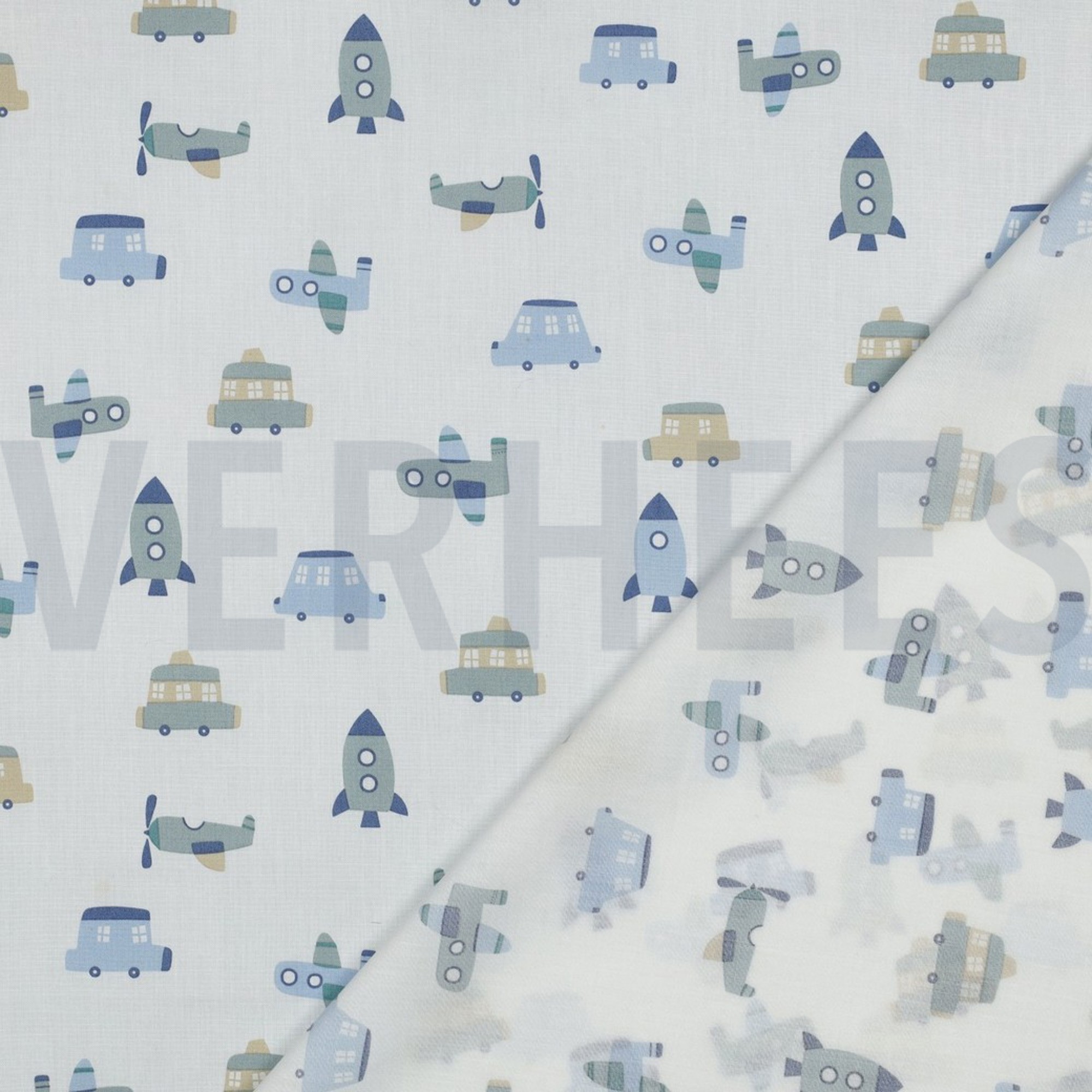 KATOENEN POPLIN VOERTUIGEN WIT (high resolution) #4