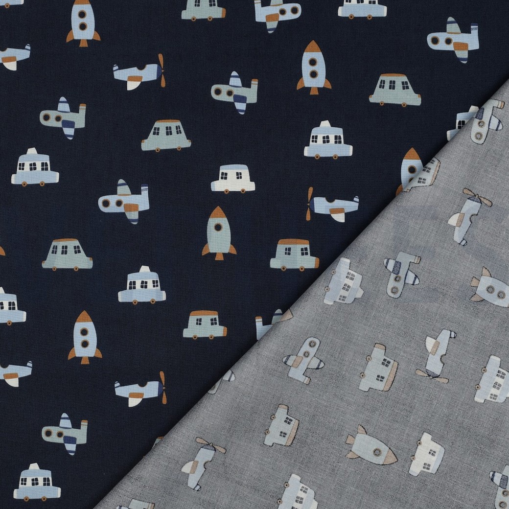 FINE POPLIN VEHICLES NAVY #7
