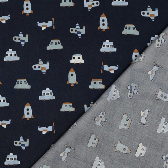 FINE POPLIN VEHICLES NAVY #7