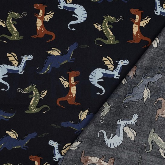 FINE POPLIN DRAGONS NAVY #7