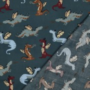 FINE POPLIN DRAGONS DARK PETROL (thumbnail) #4