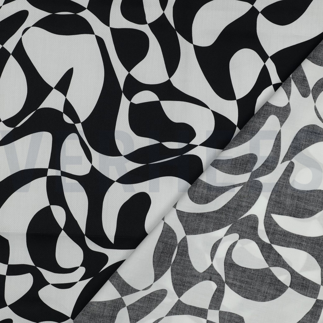 BAUMWOLLE SATIN ABSTRACT SCHWARZ #7