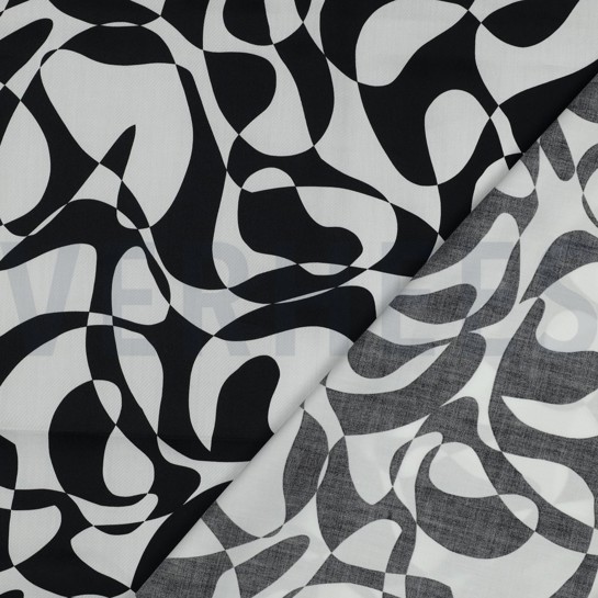 COTON SATIN ABSTRACT NOIR #7