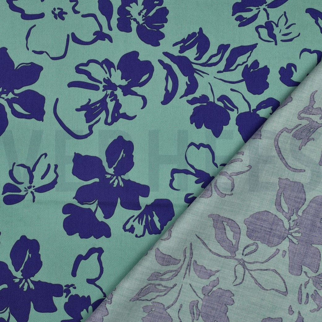 COTON SATIN FLEURS SAUGE #7
