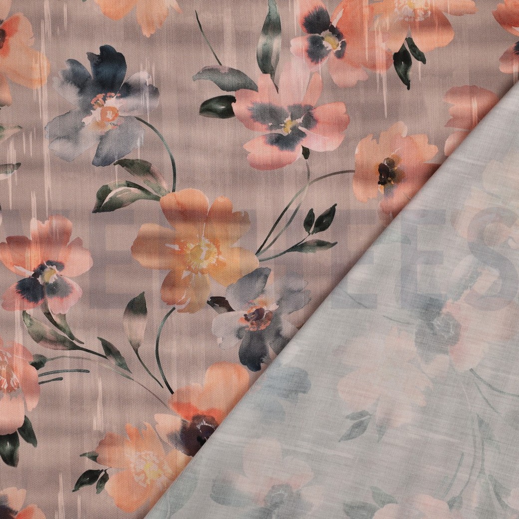 COTTON SATIN DIGITAL FLOWERS PEACH #7