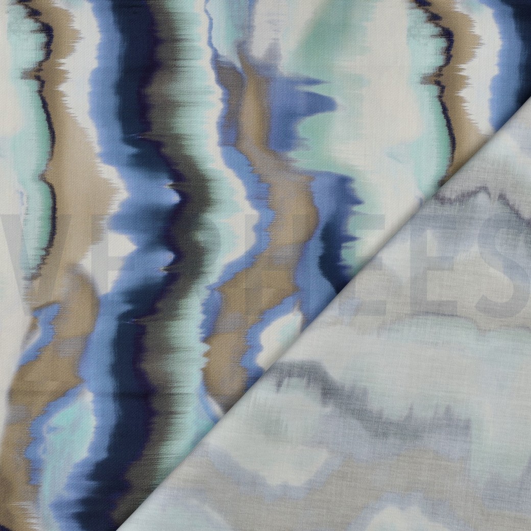 COTON SATIN DIGITAL RAYURES BLEU #7