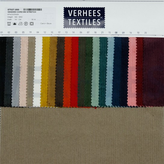 GEWASCHEN CORD 8W STRETCH ROT #7