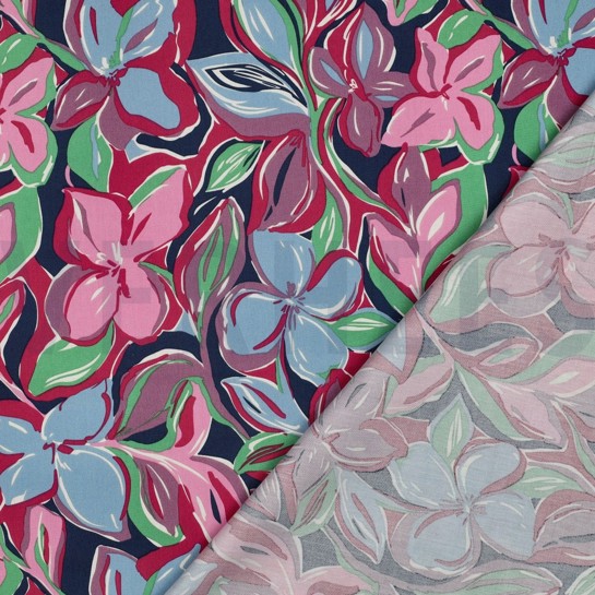 COTON VISCOSE FLEURS VERT #7