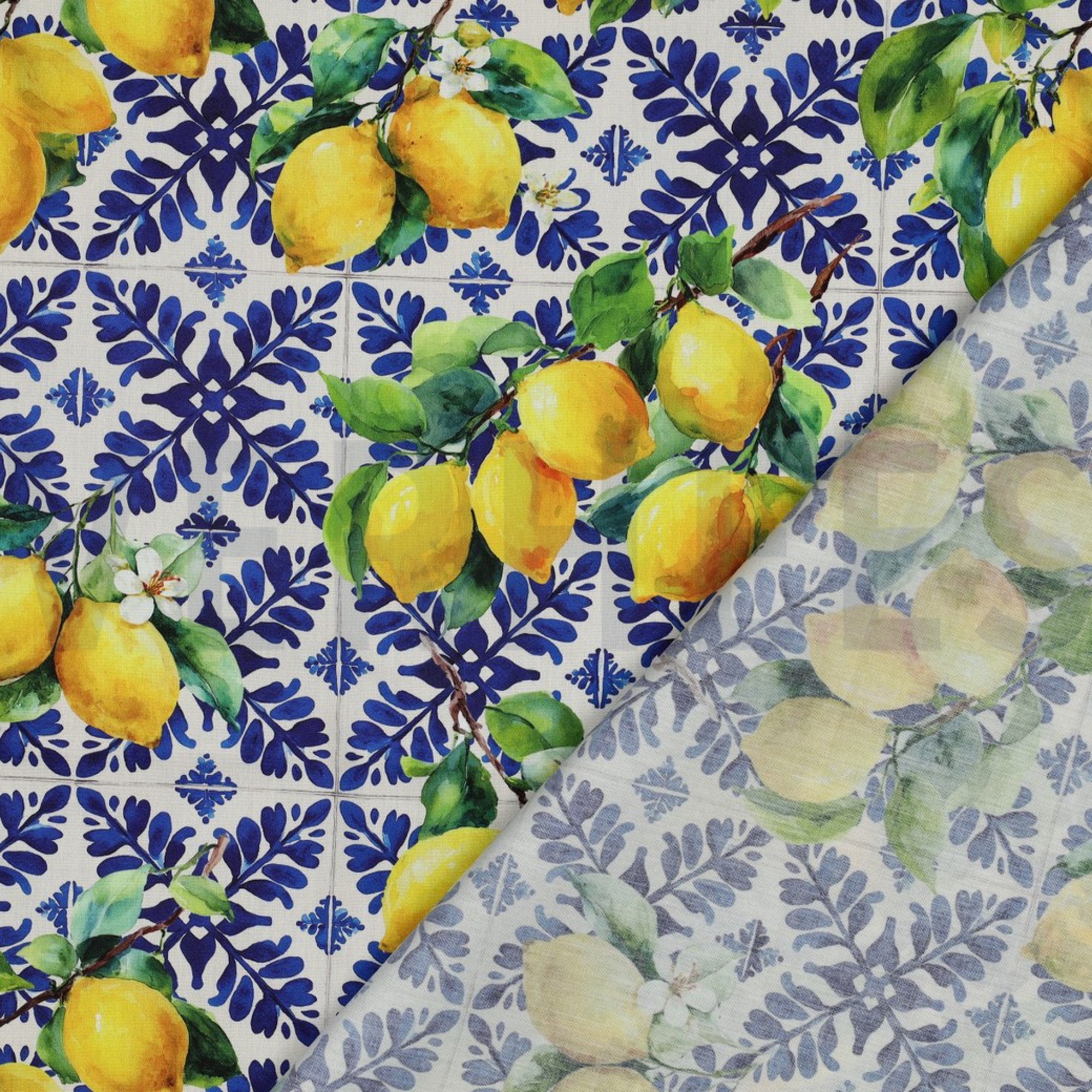 BAUMWOLLE VISKOSE DIGITAL ZITRONEN BLAU (high resolution) #4