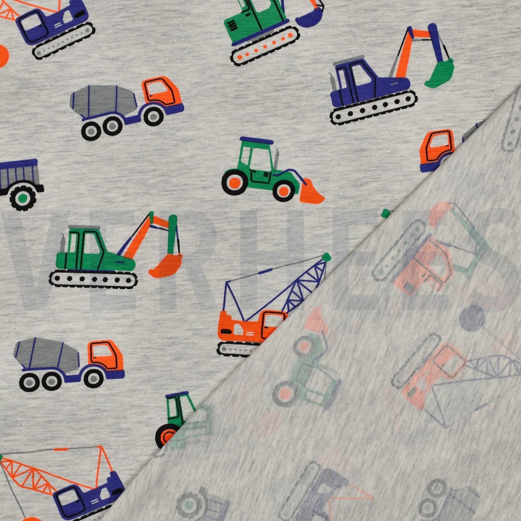 JERSEY MELANGE NEON CONSTRUCTION VEHICLES GREY #7