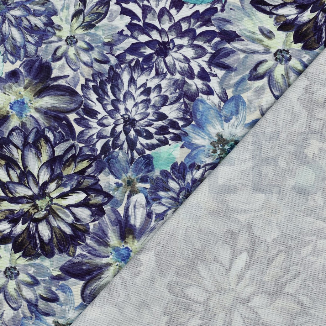 CANVAS DIGITAL FLOWERS BLUE #7