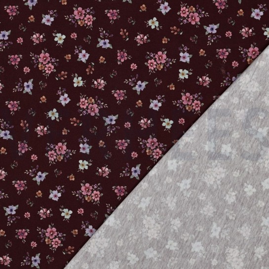JERSEY DIGITAL BLUMEN BORDEAUXROT #7