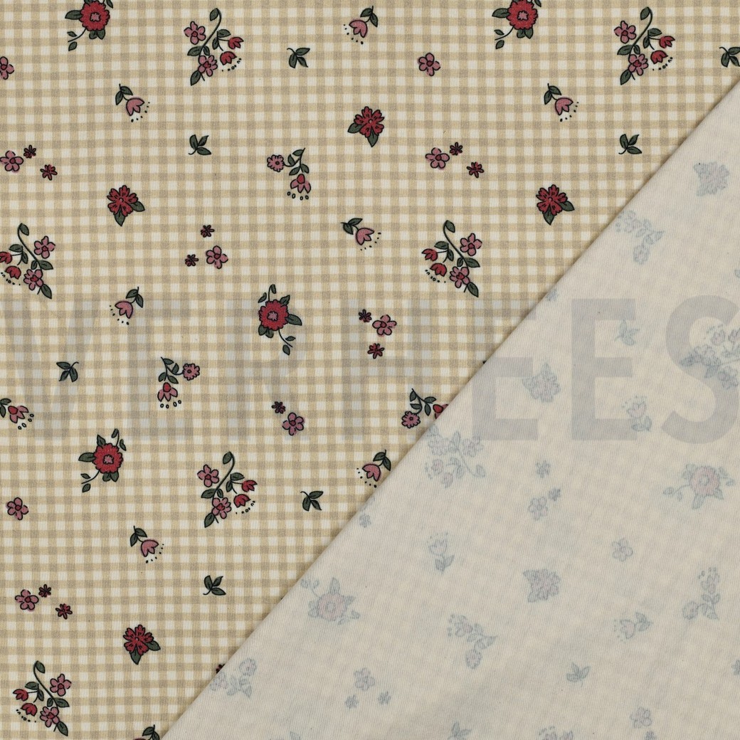 JERSEY GOTS NATUREL FLEURS NATUREL/SAUGE #7