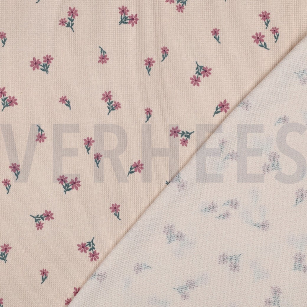 JERSEY GAUFRÉ FLEURS ROSE CLAIR #7