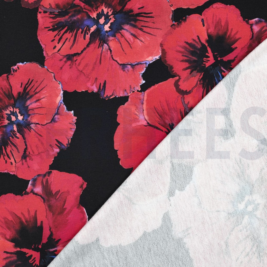 FRENCH TERRY DIGITAL BLUMEN SCHWARZ #7
